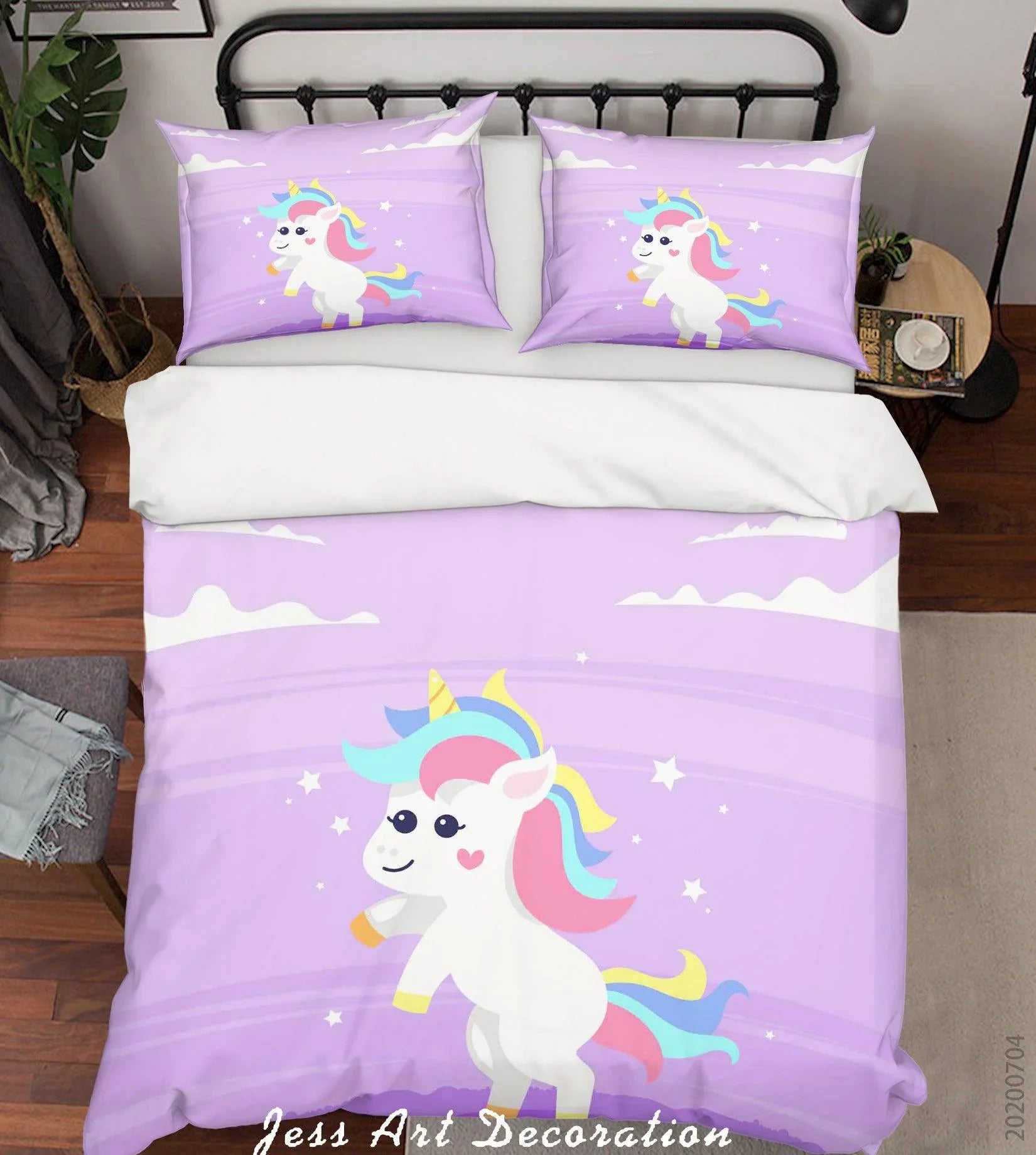 3D Purple Unicorn Quilt Cover Set Bedding Set Duvet Cover Pillowcases SF209- Jess Art Decoration