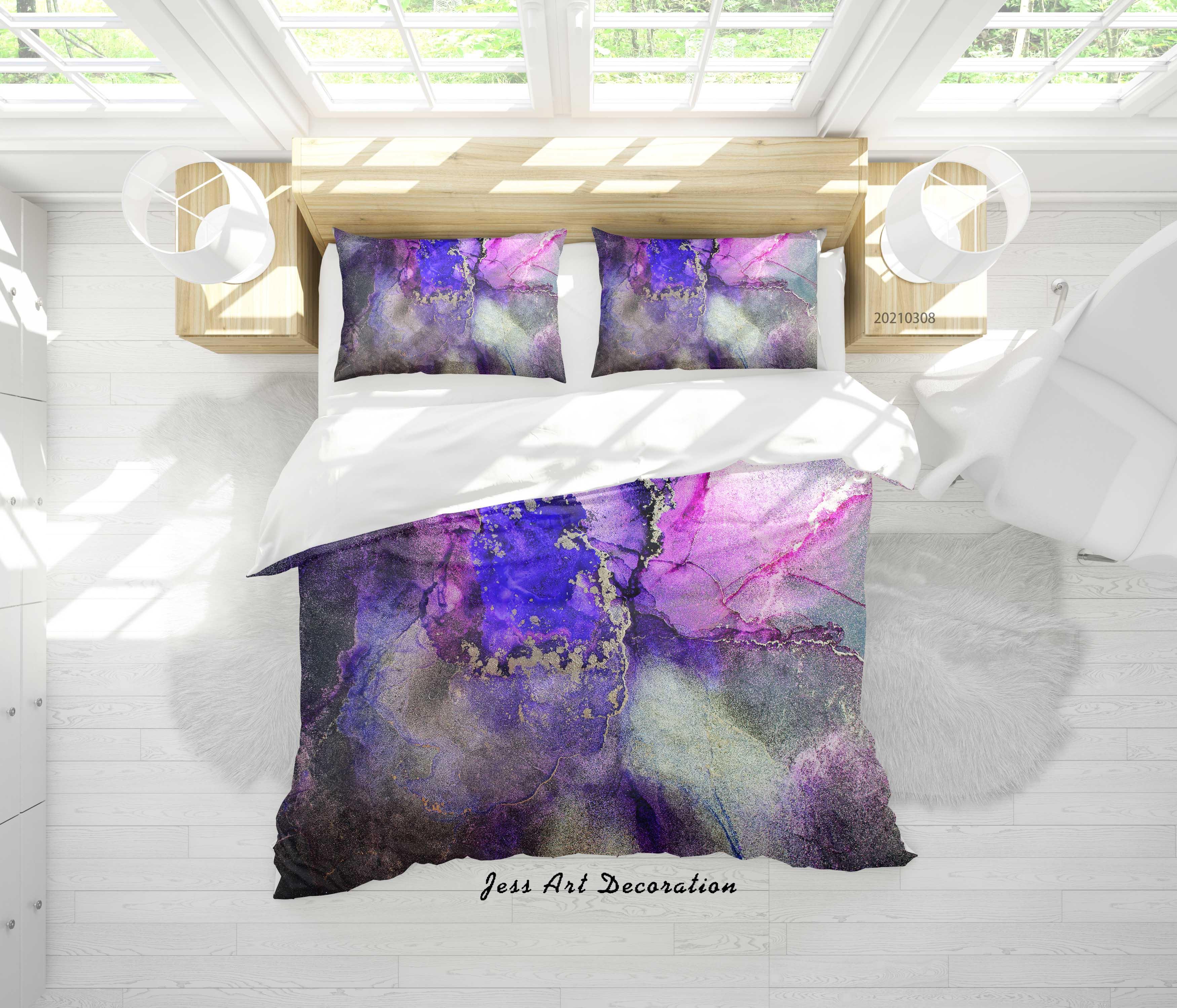 3D Abstract Color Marble Quilt Cover Set Bedding Set Duvet Cover Pillowcases 308- Jess Art Decoration
