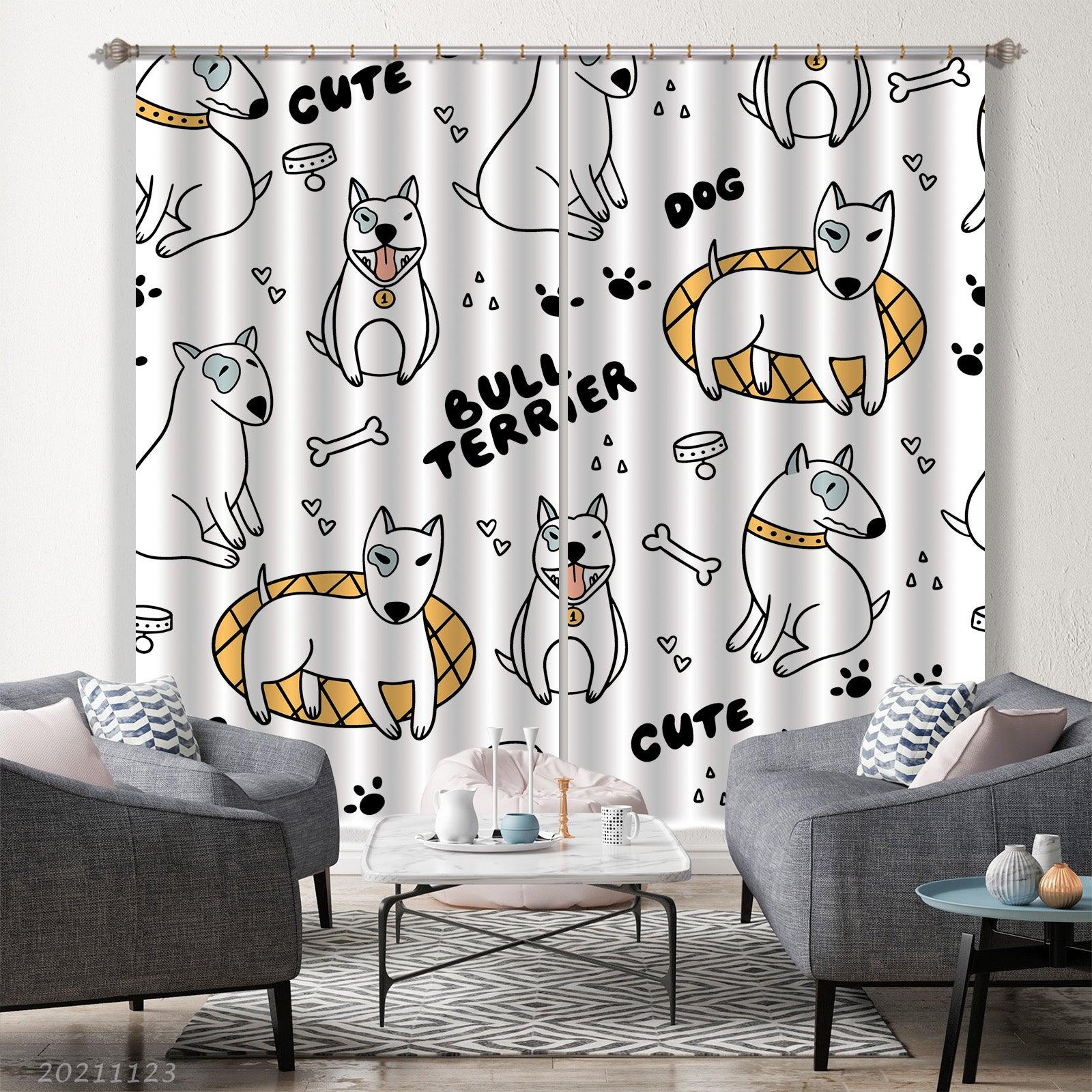 3D Cartoon Animal Dog Pattern Curtains and Drapes LQH 39- Jess Art Decoration