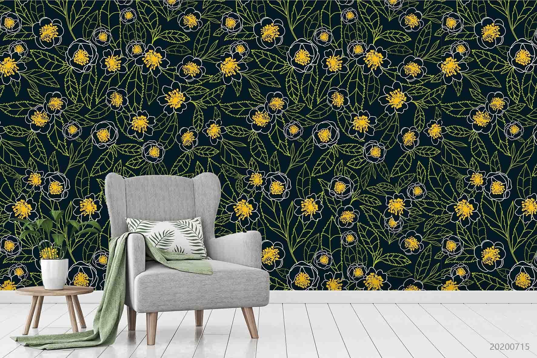 3D Dark Floral Wall Mural Wallpaper SF71- Jess Art Decoration