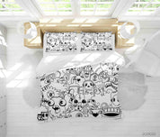 3D Cute Monster Graffiti Quilt Cover Set Bedding Set Duvet Cover Pillowcases 66- Jess Art Decoration