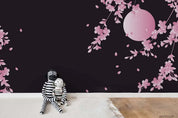 3D Japan Night View Floral Moon Wall Mural Wallpaper LQH 266- Jess Art Decoration