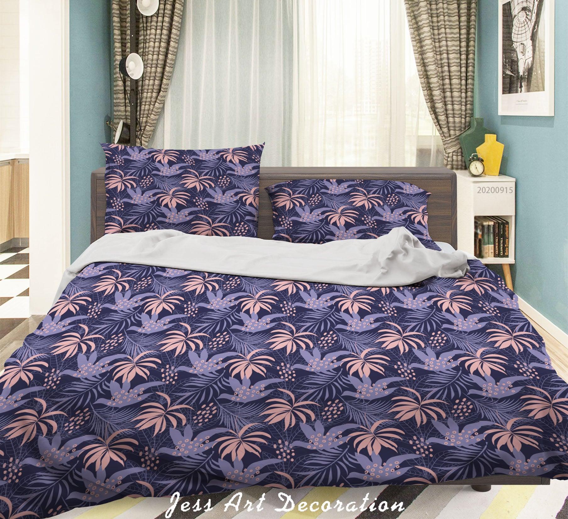 3D Plant Leaves Flower Pattern Quilt Cover Set Bedding Set Duvet Cover Pillowcases WJ 9120- Jess Art Decoration