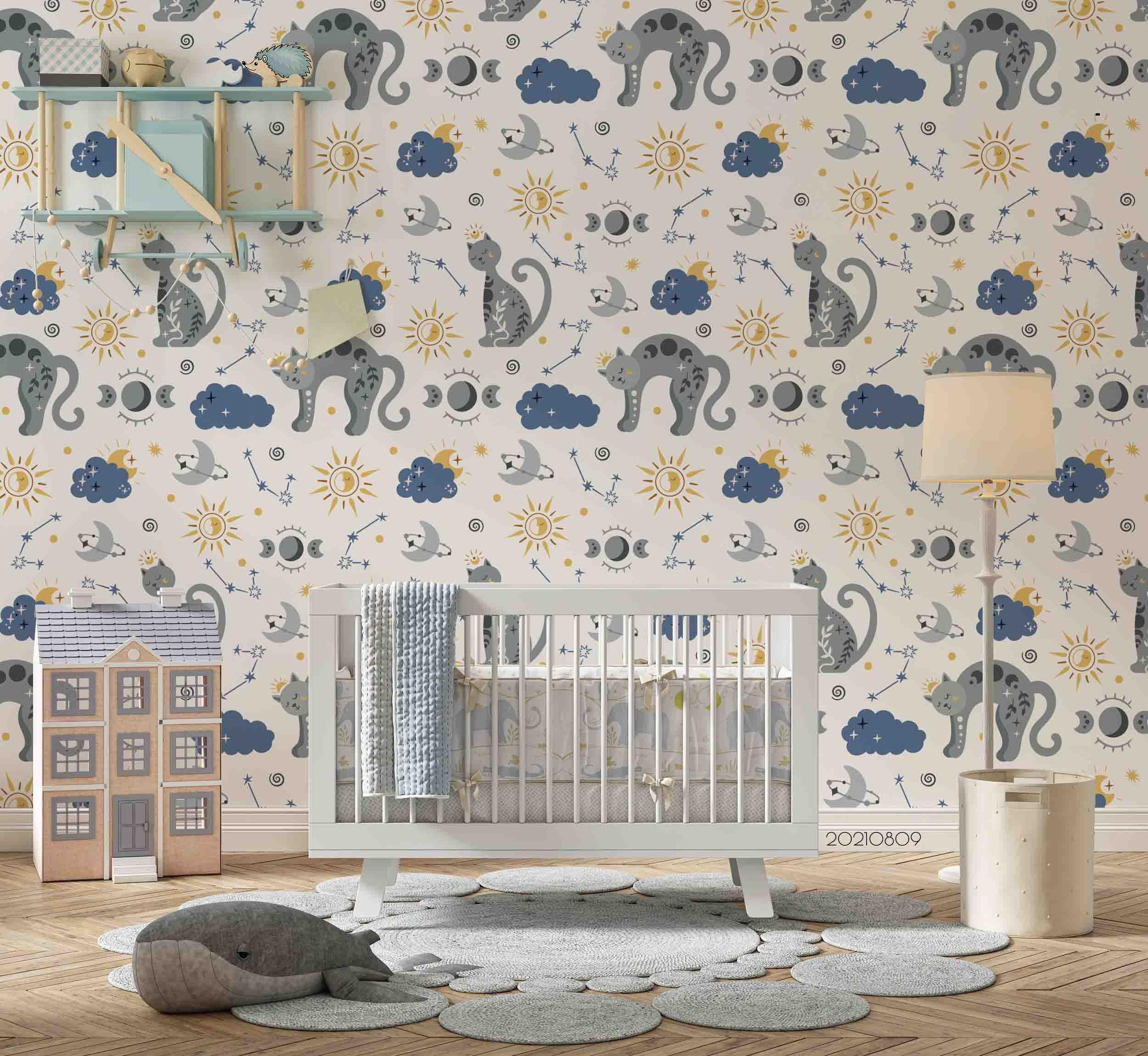 3D Boho Cat Pattern Seamless Wall Mural Wallpaper SWW4909- Jess Art Decoration