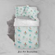 3D Cartoon Dolphin Surfing Girl Quilt Cover Set Bedding Set Duvet Cover Pillowcases LXL 15- Jess Art Decoration