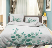 3D Watercolor Green Leaf Quilt Cover Set Bedding Set Duvet Cover Pillowcases 22- Jess Art Decoration