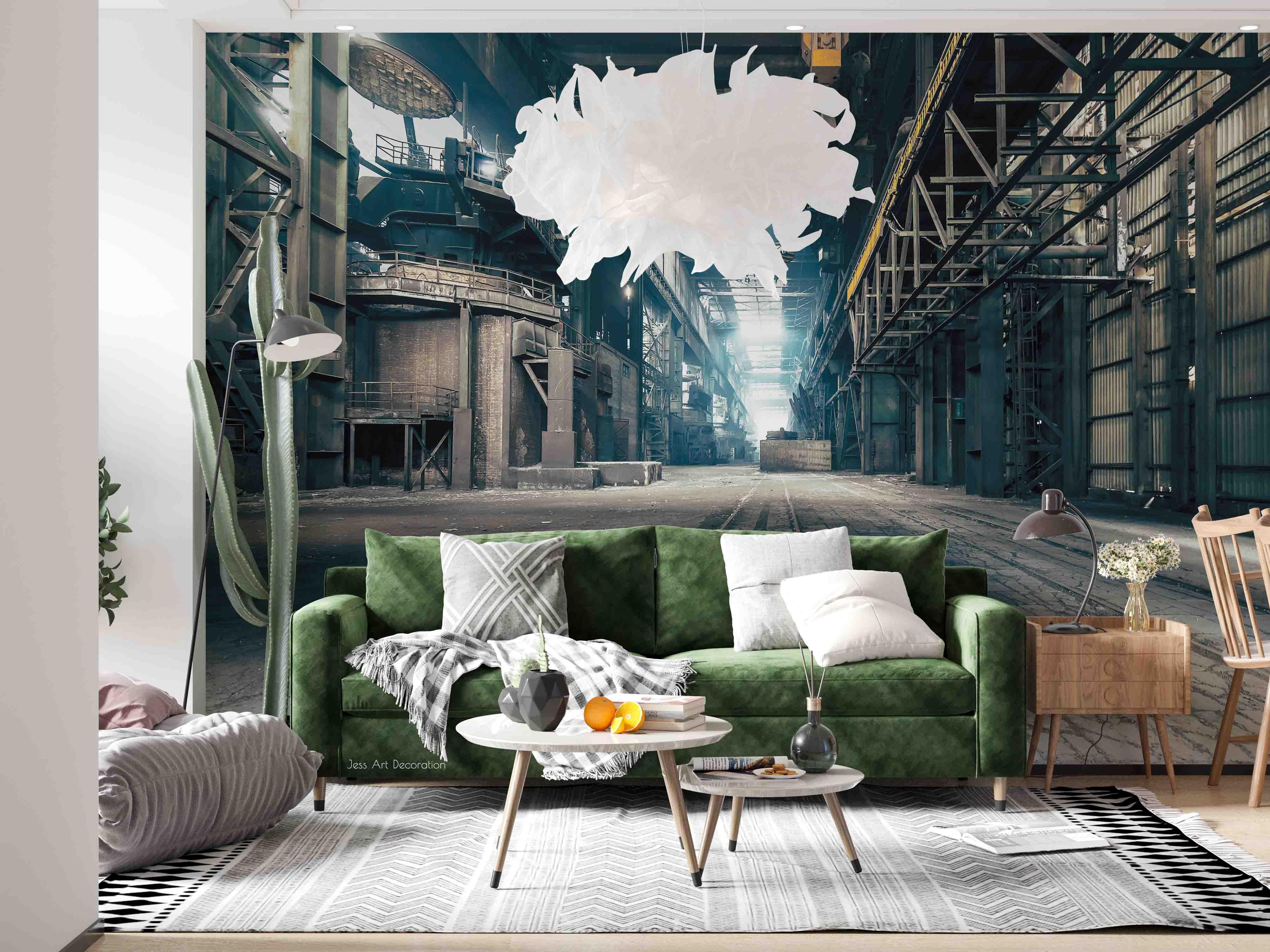 3D Industrial Iron Frame Factory Wall Mural Wallpaper GD 2700- Jess Art Decoration