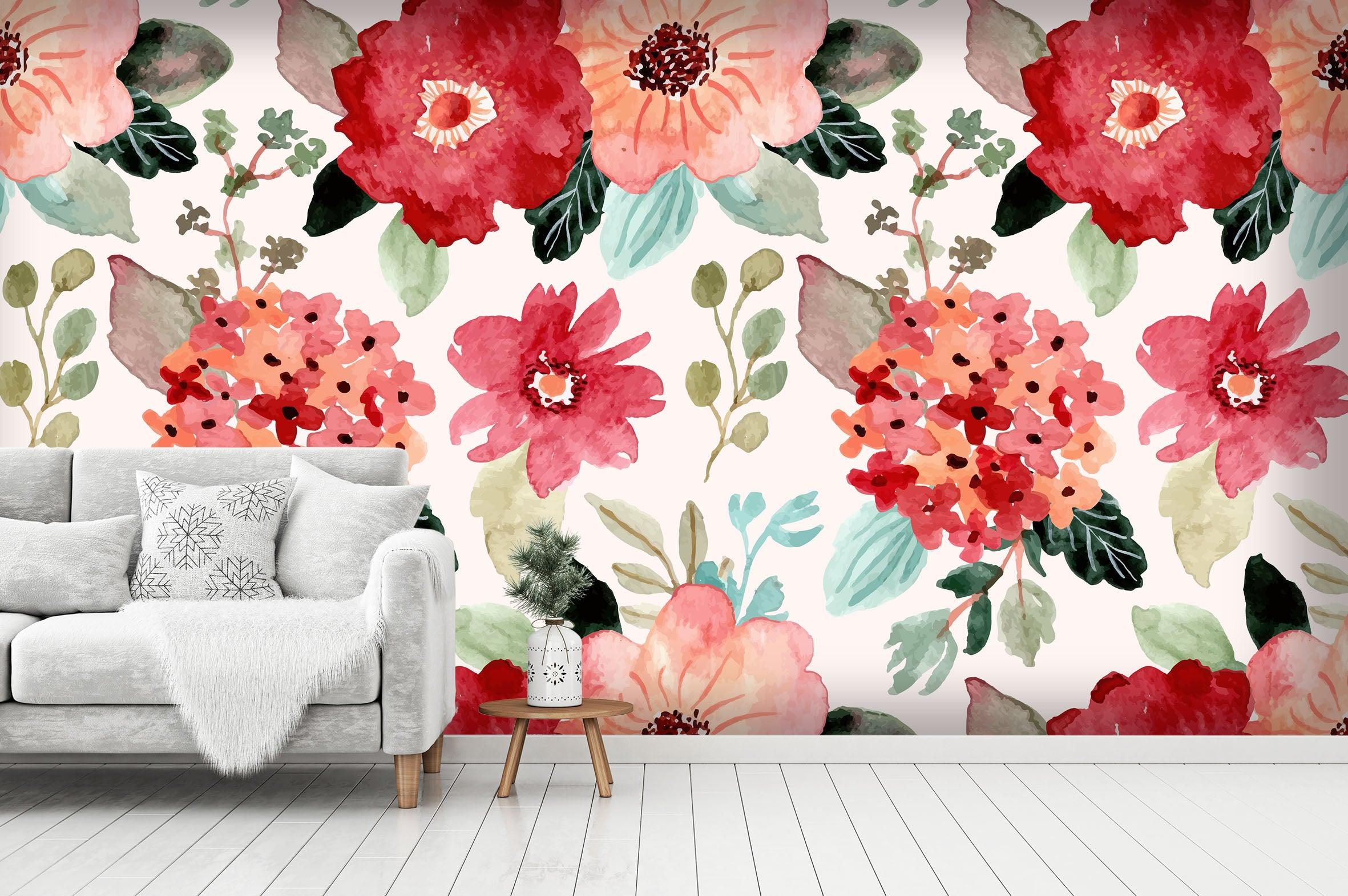 3D Red Flowers Wall Mural Wallpaper 17- Jess Art Decoration