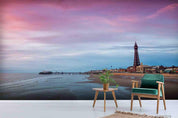 3D Oceans Beach Coastal City Sunset Glow Wall Mural Wallpaper SWW4162- Jess Art Decoration
