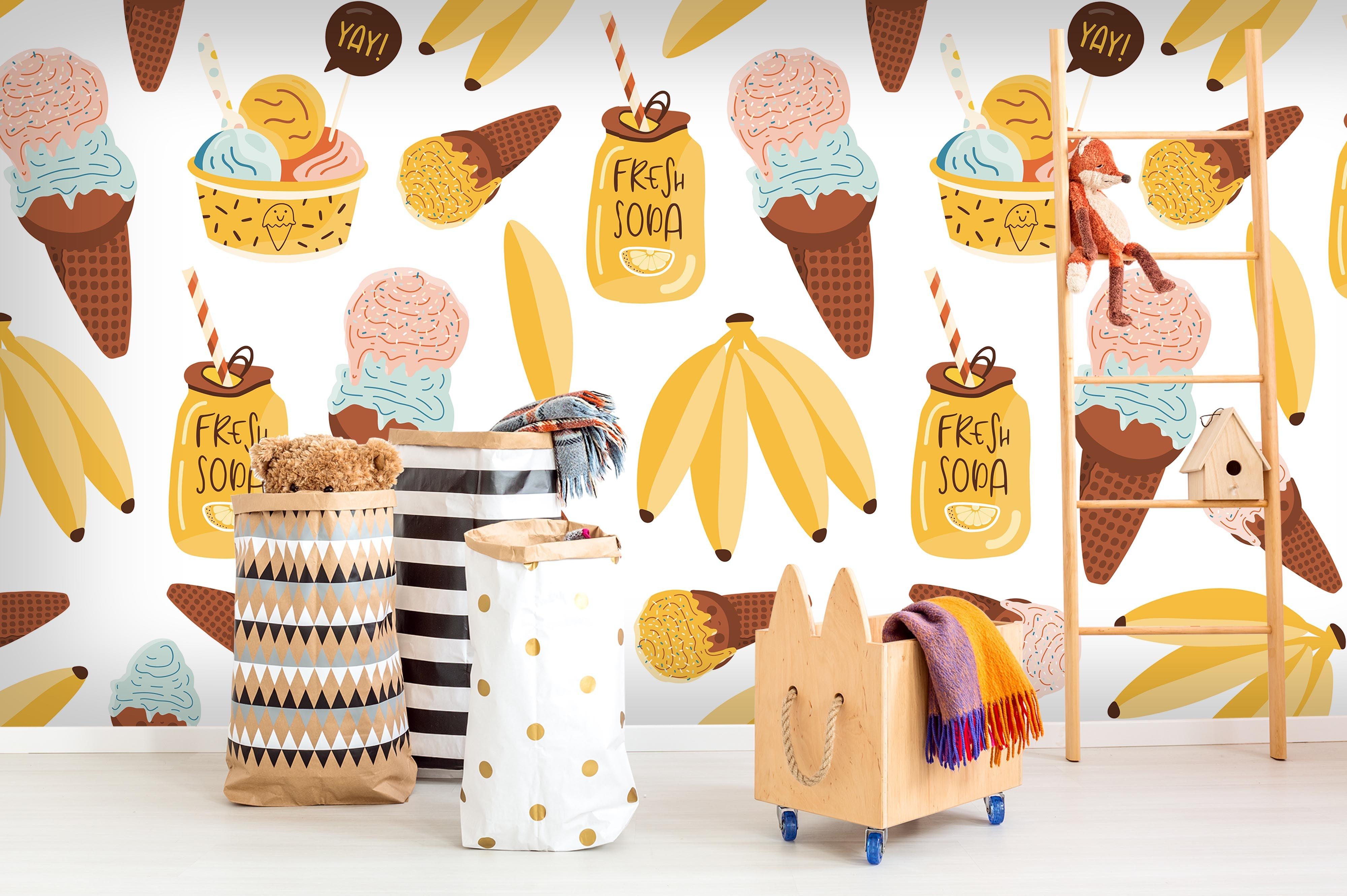 3D Banana Ice Cream Drink Wall Mural Wallpaper 29- Jess Art Decoration