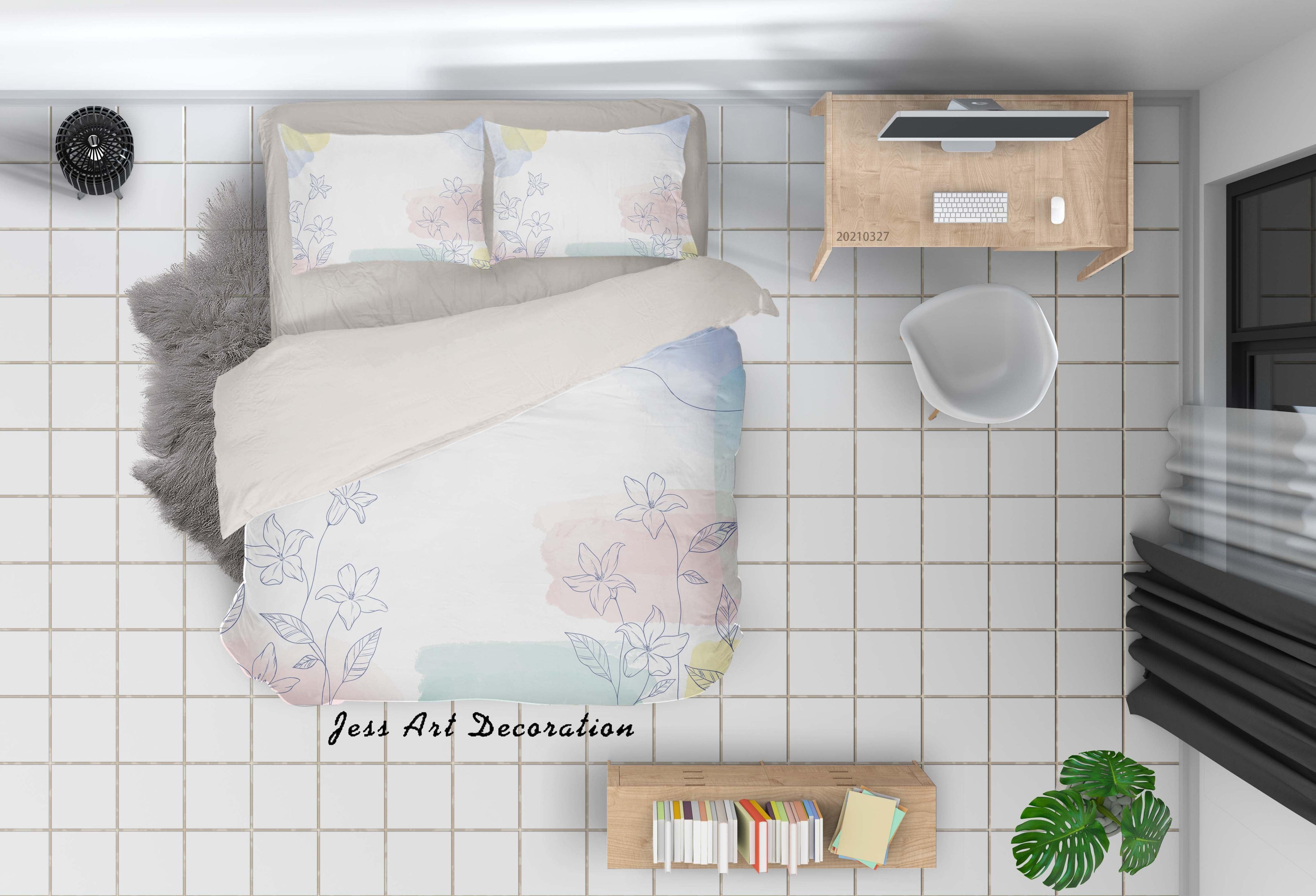 3D Watercolor Floral Butterfly Quilt Cover Set Bedding Set Duvet Cover Pillowcases 43- Jess Art Decoration