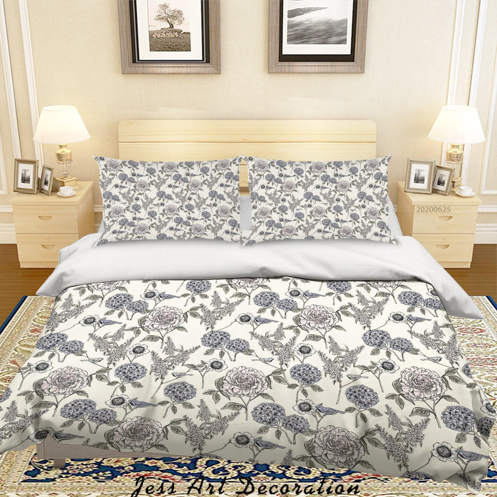 3D White Floral Quilt Cover Set Bedding Set Duvet Cover Pillowcases SF55- Jess Art Decoration