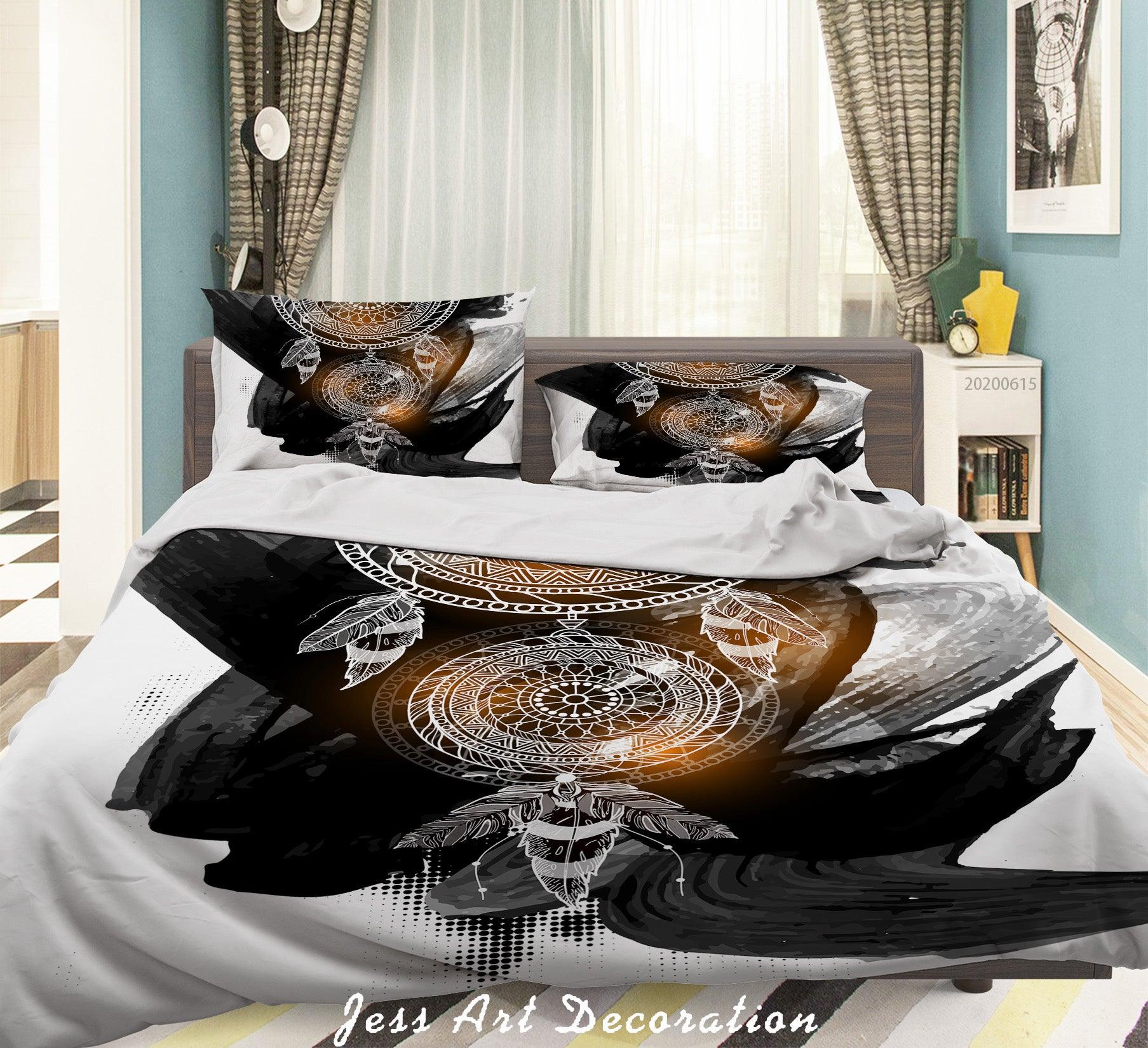 3D White Black Dreamcatcher Quilt Cover Set Bedding Set Duvet Cover Pillowcases SF- Jess Art Decoration