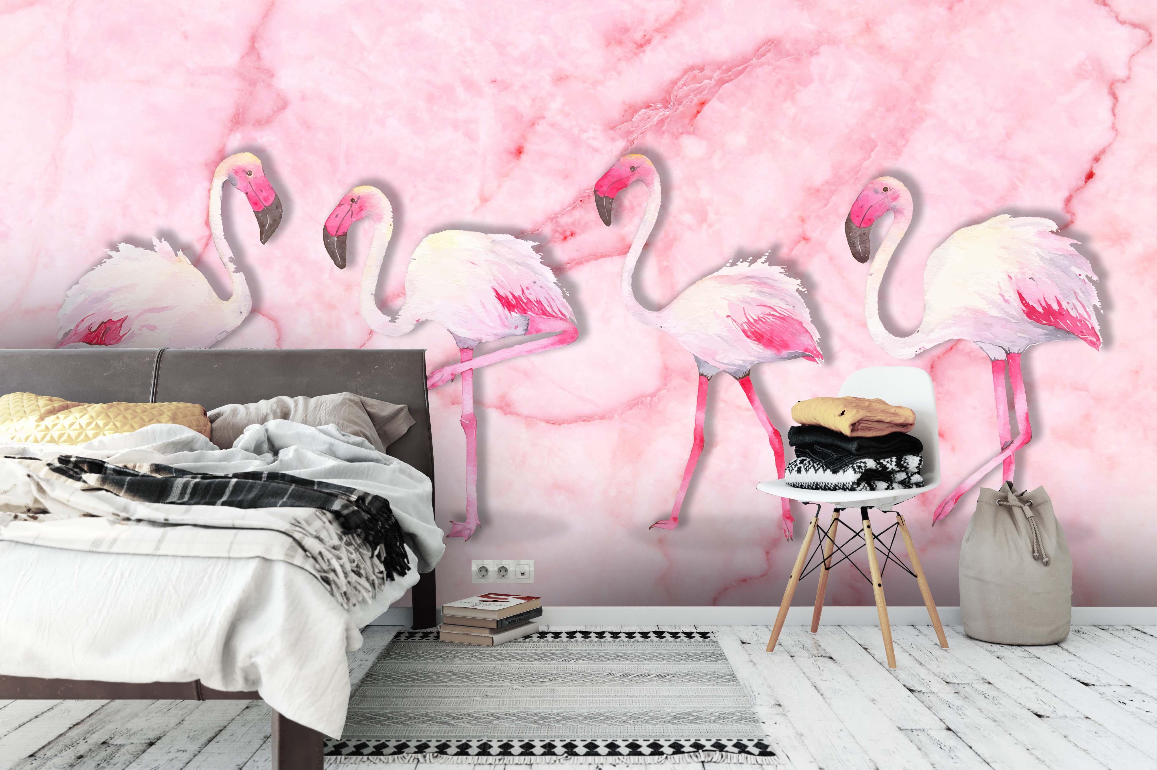 3D Pink Flamingo Wall Mural Wallpaper 46- Jess Art Decoration