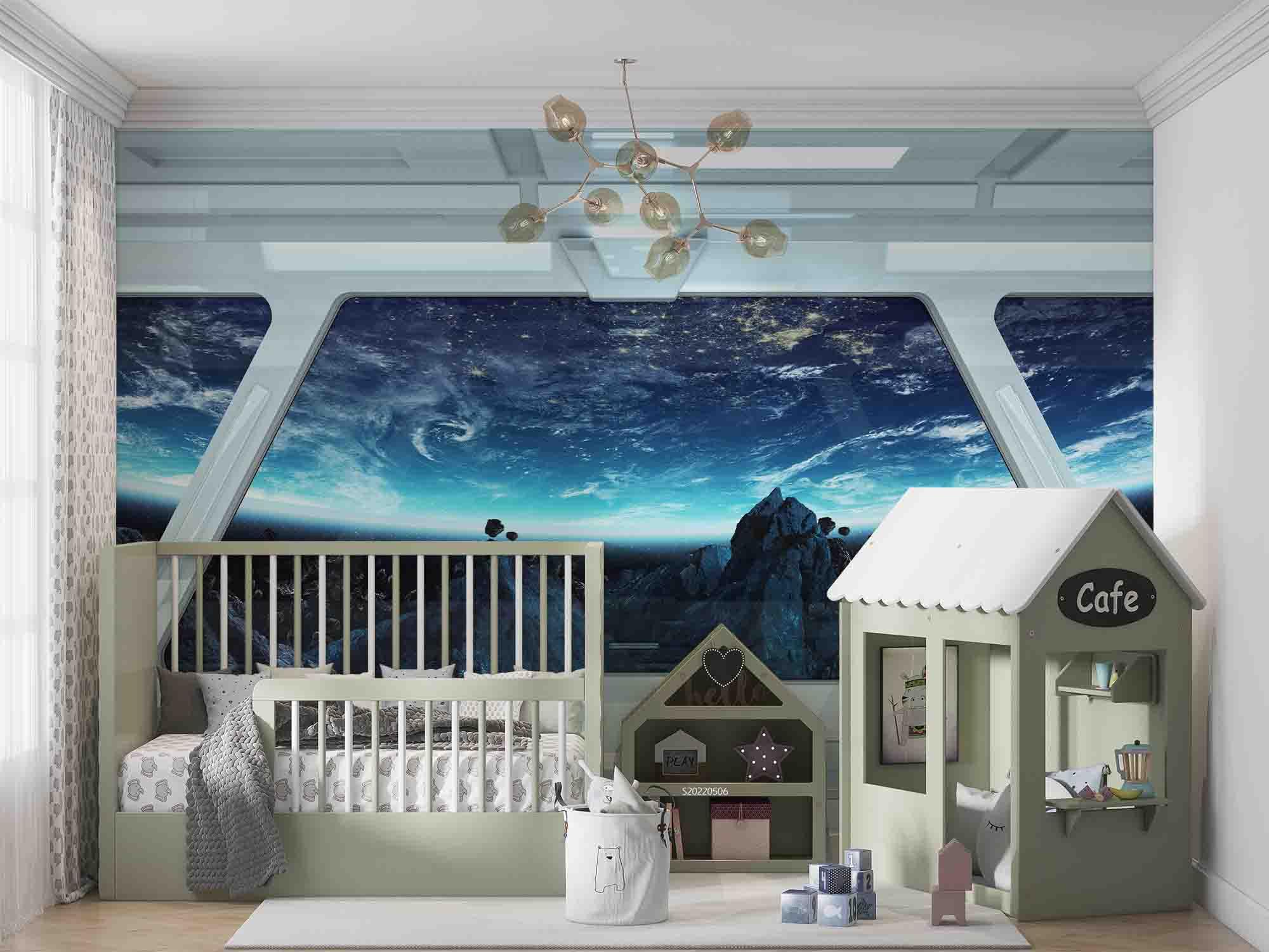 3D Space Capsule Earth Meteorite Wall Mural Wallpaper GD 4689- Jess Art Decoration