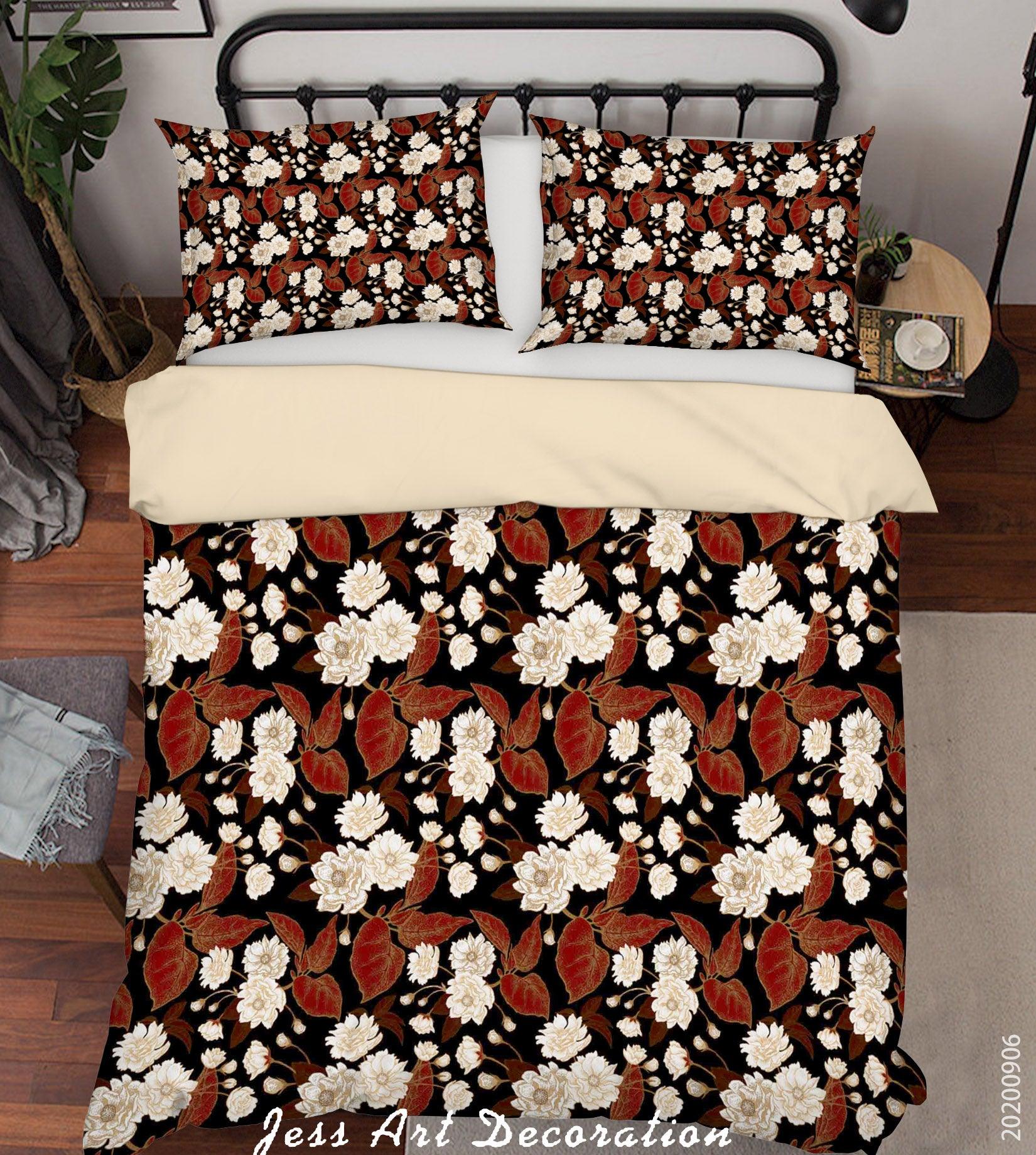 3D Vintage White Leaves Pattern Quilt Cover Set Bedding Set Duvet Cover Pillowcases WJ 3606- Jess Art Decoration