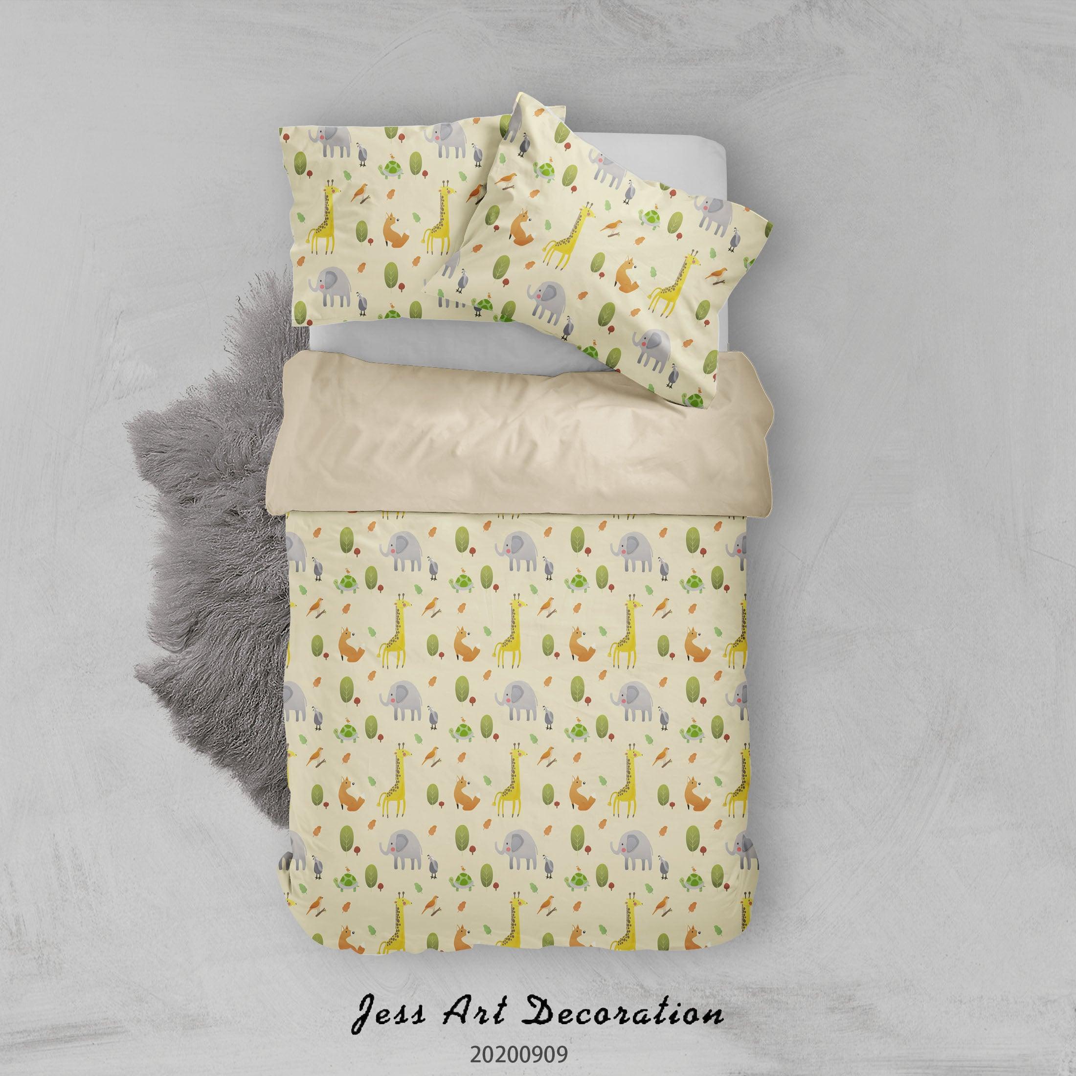3D Hand Drawn Animal Elephant Quilt Cover Set Bedding Set Duvet Cover Pillowcases WJ 1962- Jess Art Decoration