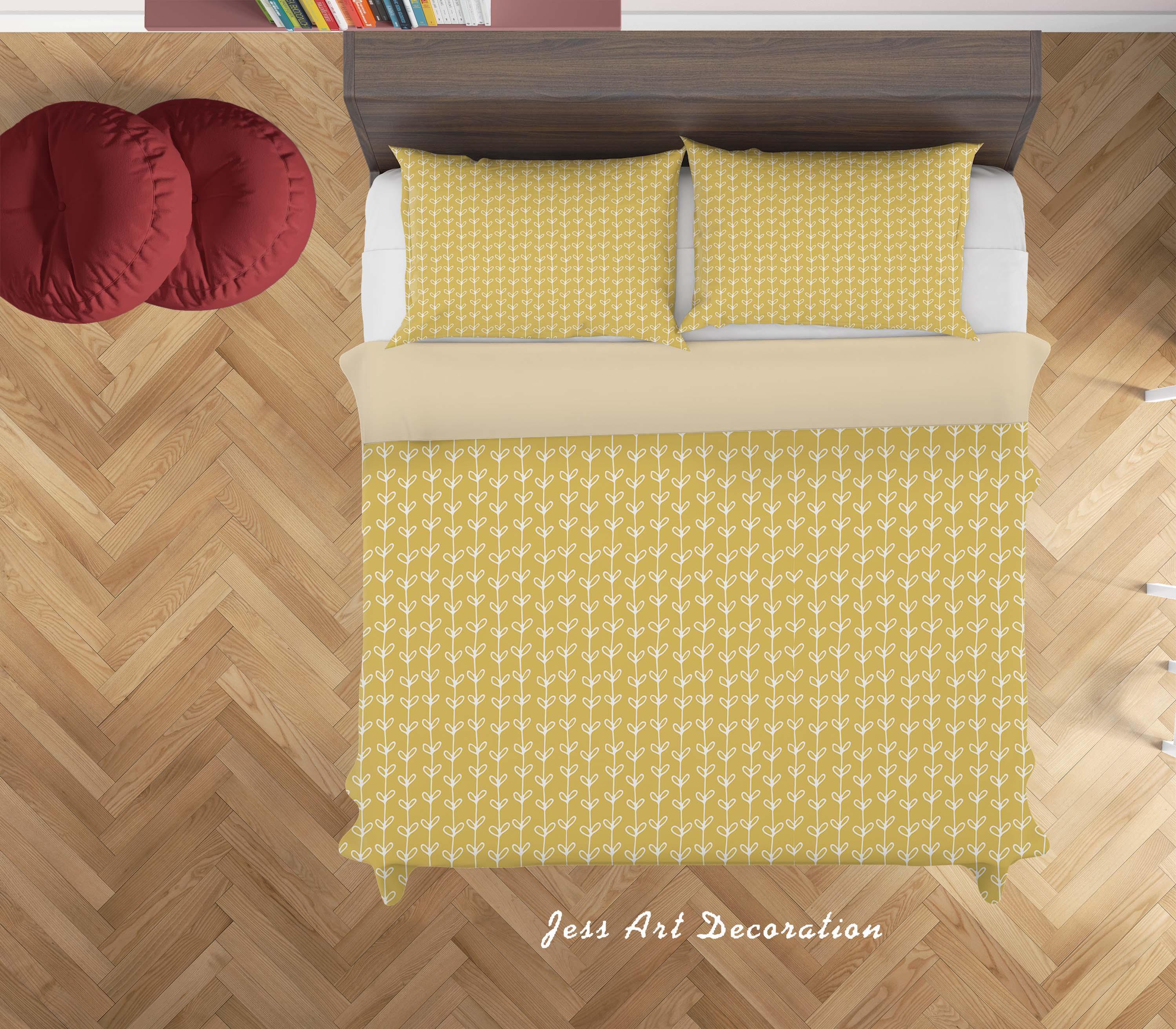3D Yellow Leaves Quilt Cover Set Bedding Set Duvet Cover Pillowcases SF64- Jess Art Decoration