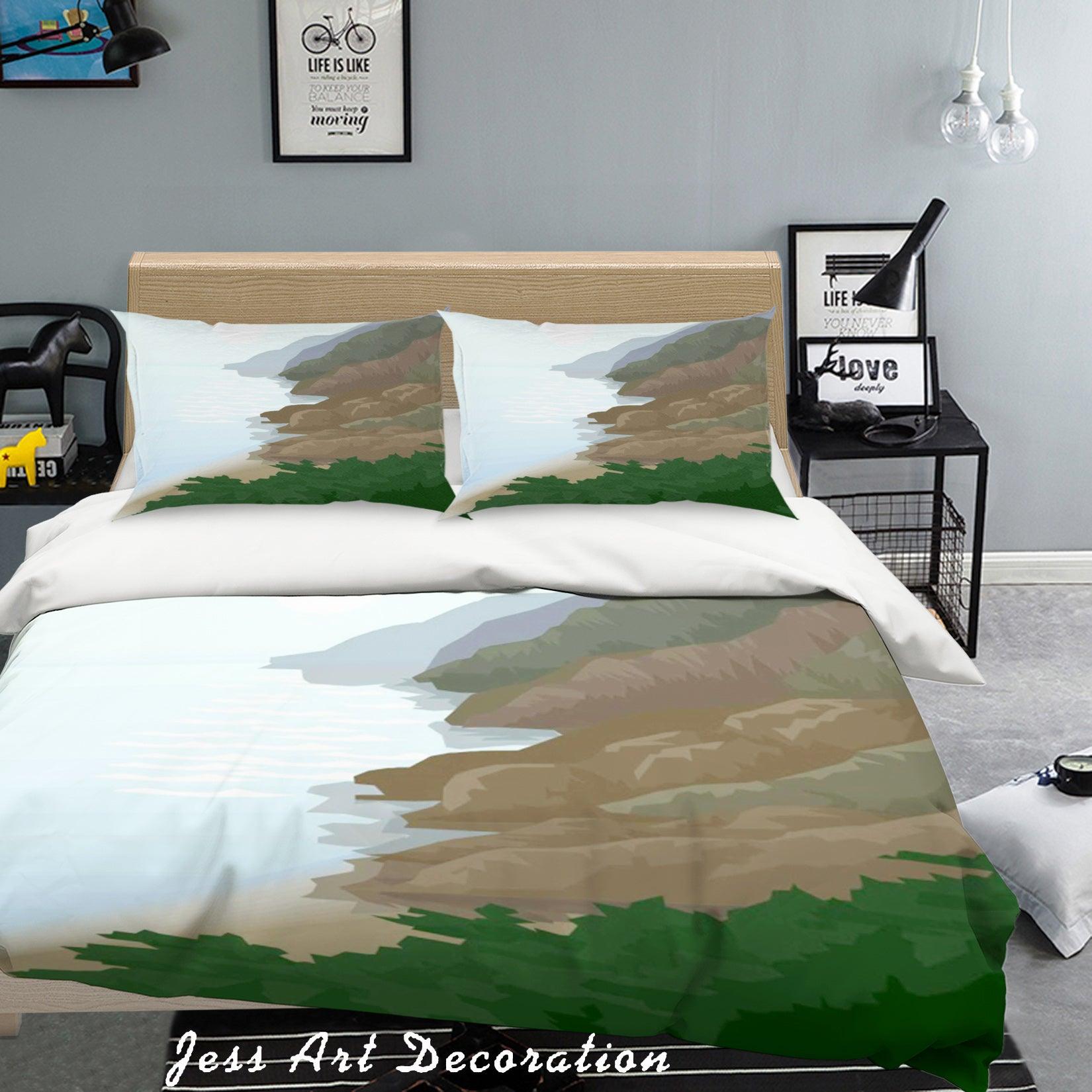 3D Blue Brown Coastal Sea Quilt Cover Set Bedding Set Pillowcases 54- Jess Art Decoration