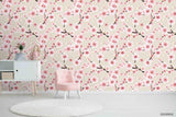 3D Hand Sketching Pink Floral Leaves Plant Wall Mural Wallpaper LXL 1271- Jess Art Decoration