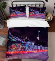 3D Abstract Colored Street Graffiti Quilt Cover Set Bedding Set Duvet Cover Pillowcases 81- Jess Art Decoration