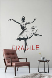 3D Black White Banksy Ballerina Red Letter Wall Mural Wallpaper ZY D5- Jess Art Decoration