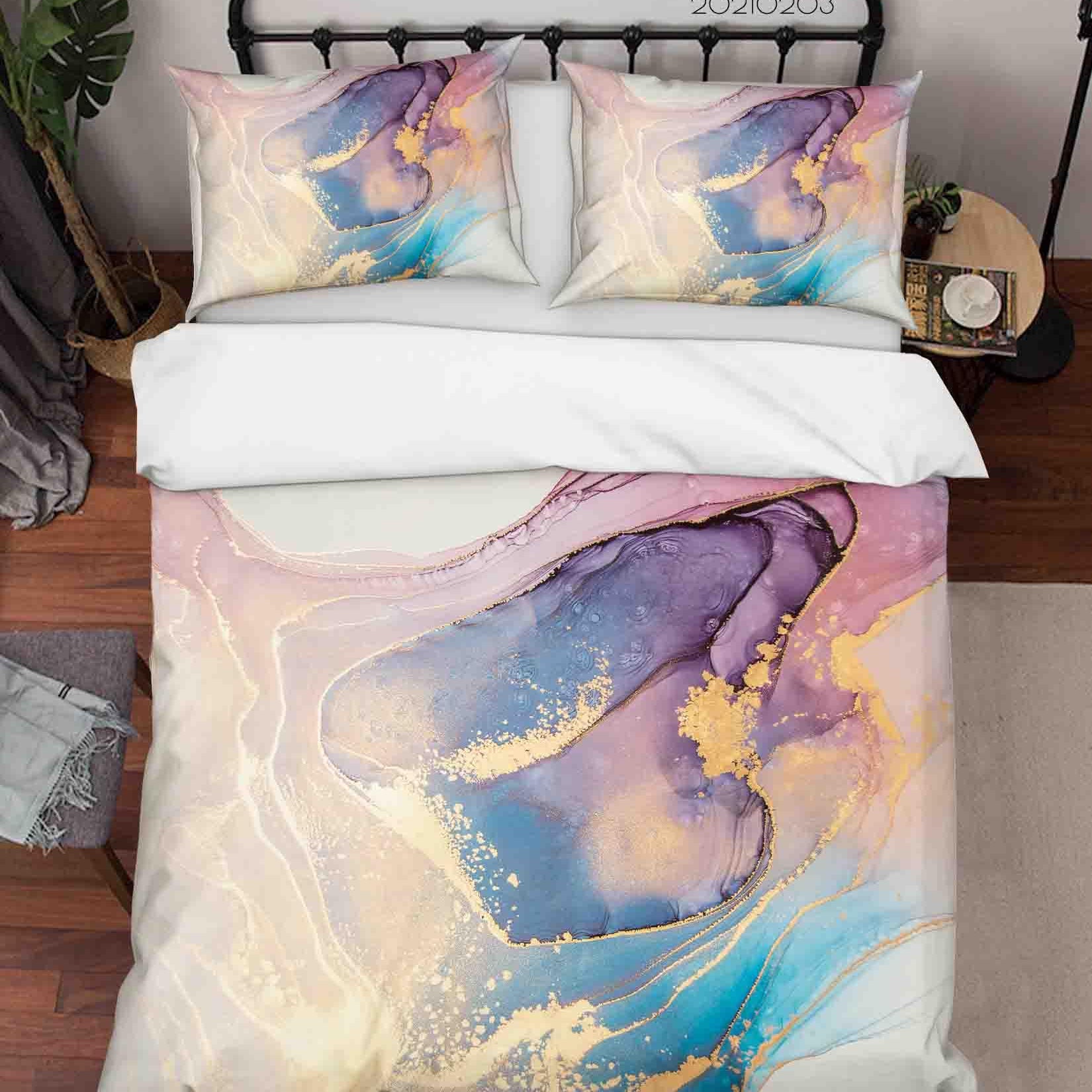 3D Colorful Marble Texture Quilt Cover Set Bedding Set Duvet Cover Pillowcases 60- Jess Art Decoration