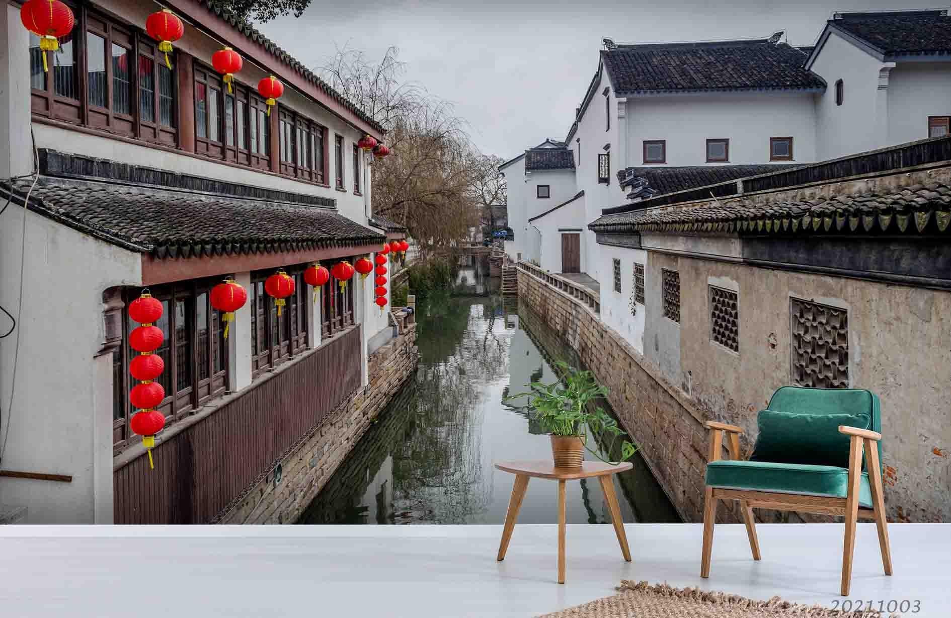 3D Chinese Architecture Landscape Wall Mural Wallpaper LQH 510- Jess Art Decoration