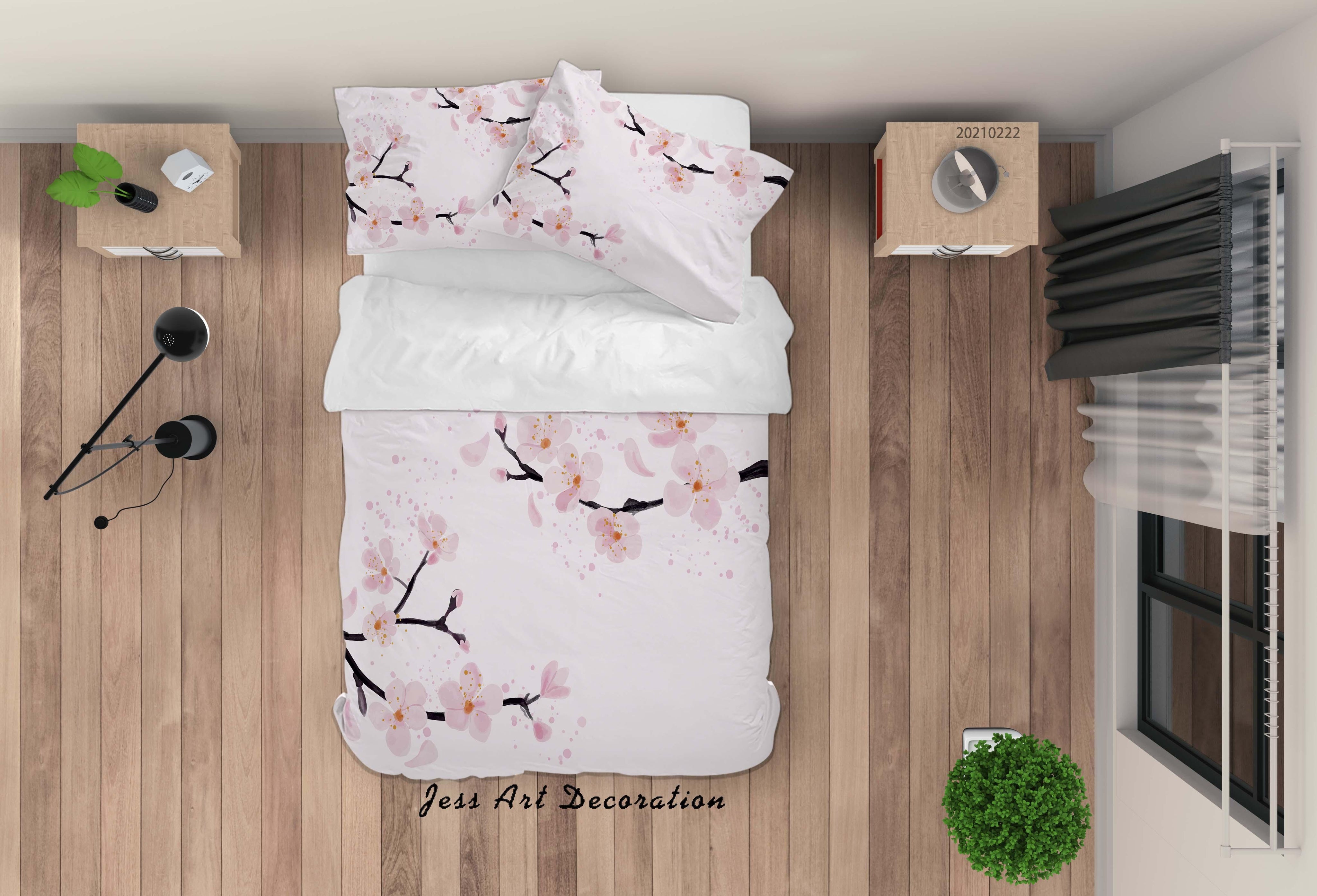 3D Watercolor Peach Blossom Quilt Cover Set Bedding Set Duvet Cover Pillowcases 156- Jess Art Decoration
