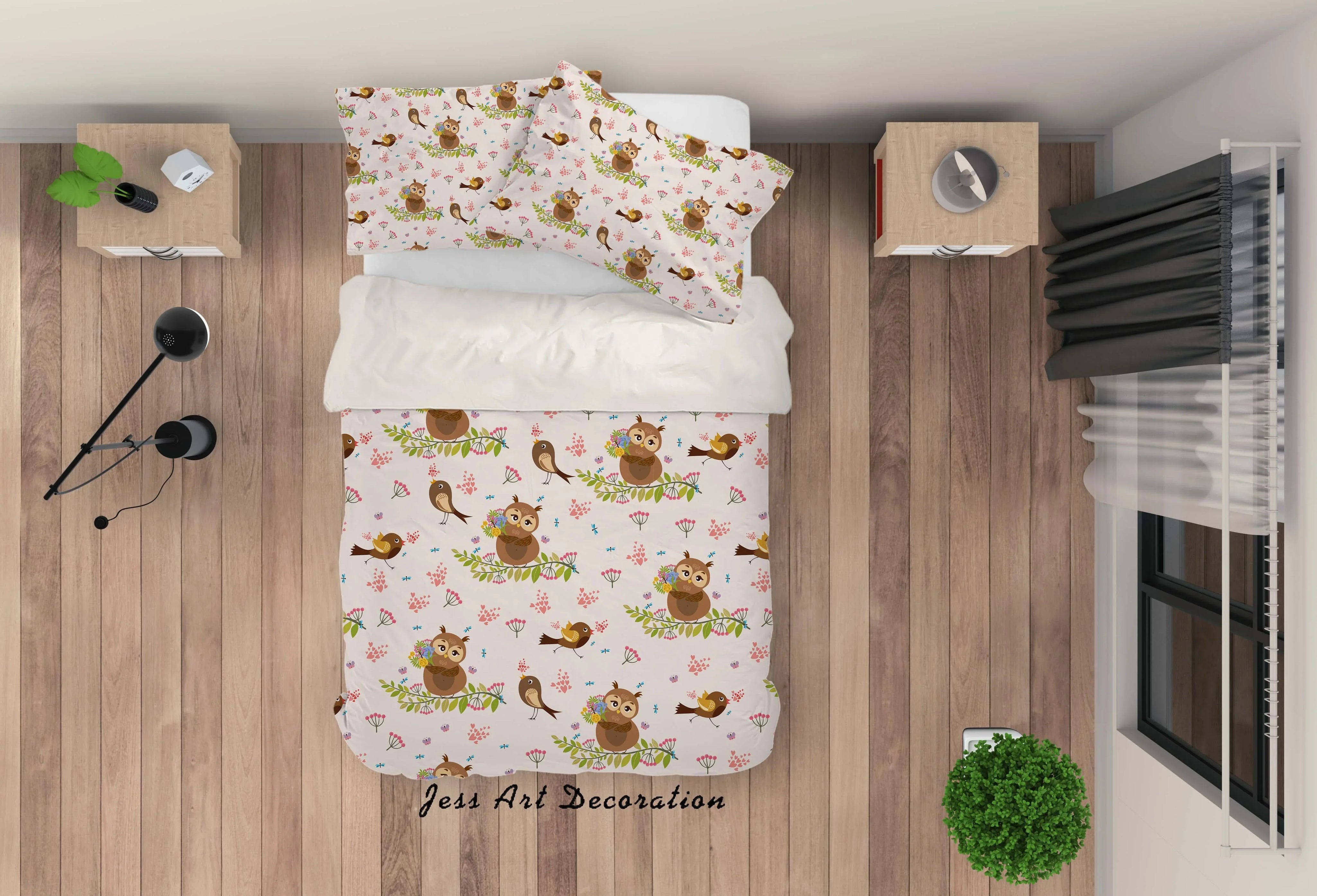 3D Hand drawing Animals Owl Birds Quilt Cover Set Bedding Set Pillowcasesn 59- Jess Art Decoration