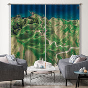 3D Abstract Green Hills Pattern Curtains and Drapes GD 2746- Jess Art Decoration