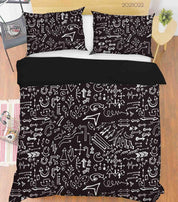 3D Abstract Black Symbol Graffiti Quilt Cover Set Bedding Set Duvet Cover Pillowcases 13- Jess Art Decoration