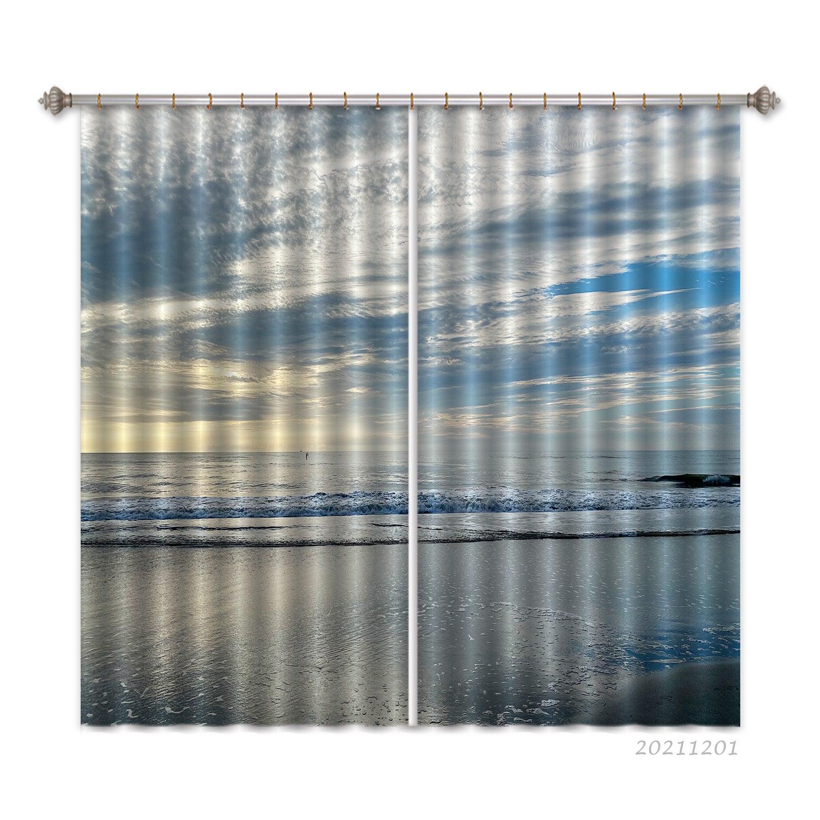3D Sea Sky Blue Landscape Curtains and Drapes LLL 206- Jess Art Decoration