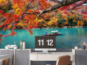 3D Gondolier Punting River Arashiyama Autumn Kyoto Japan Wall Mural Wallpaper GD 2361- Jess Art Decoration
