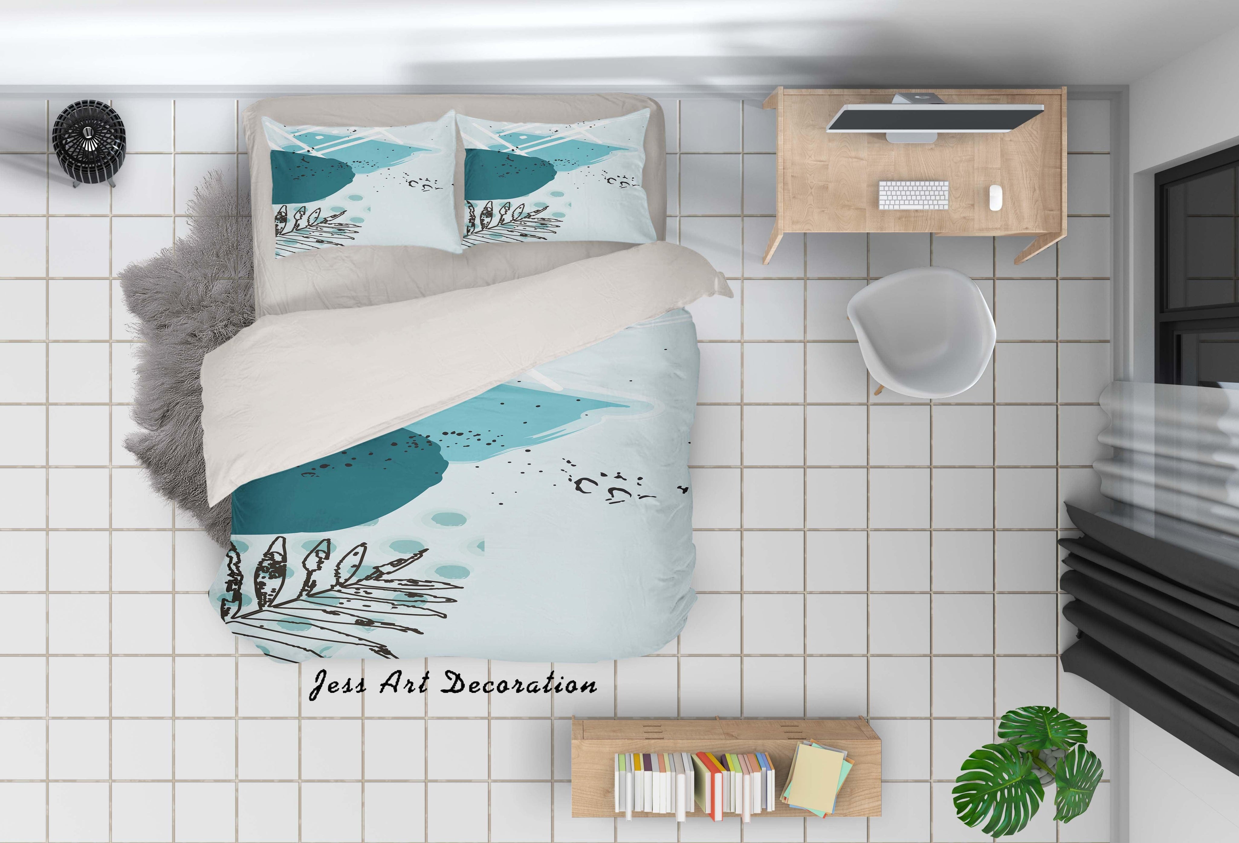 3D Watercolor Leaves Quilt Cover Set Bedding Set Pillowcases 69- Jess Art Decoration