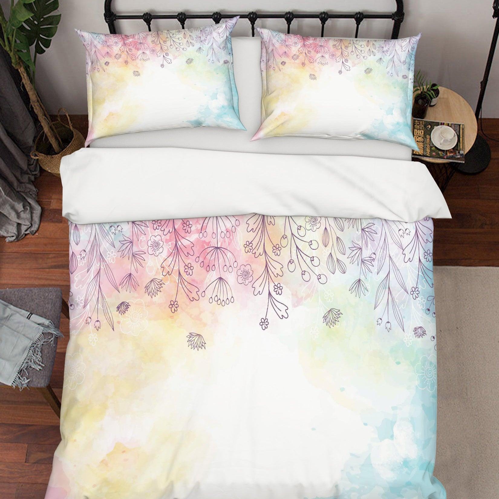 3D Watercolor Leaves Quilt Cover Set Bedding Set Pillowcases 103- Jess Art Decoration