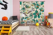 3D Hand Painted Green Flowers Birds Curtains and Drapes A75- Jess Art Decoration