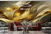 3D Oriental Retro Style Golden Waves Texture Wall Mural Wallpaper GD 1888- Jess Art Decoration