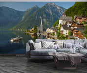 3D Mountain Lake House Landscape Wall Mural Wallpaper LQH 339- Jess Art Decoration