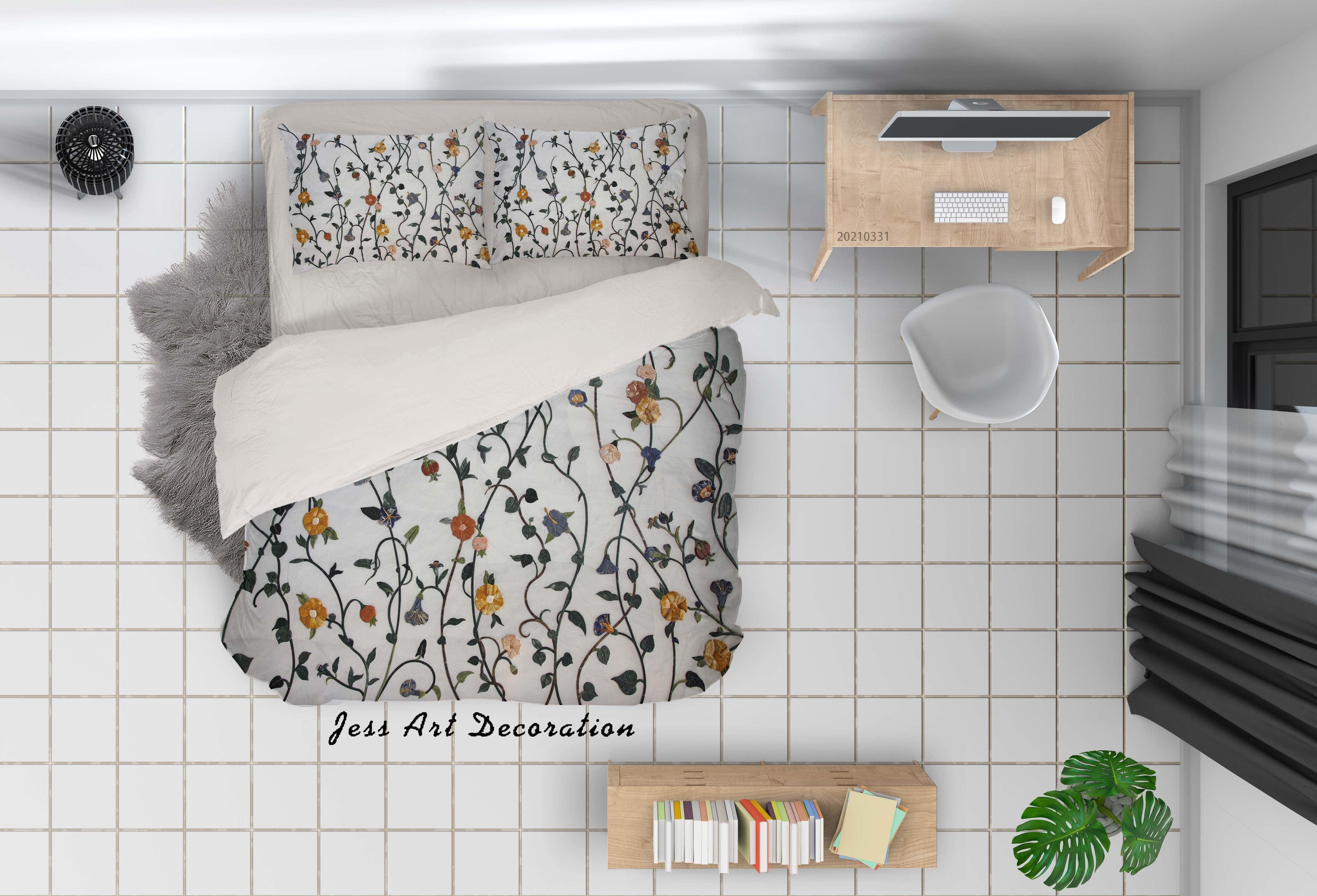 3D Color Floral Leaves Quilt Cover Set Bedding Set Duvet Cover Pillowcases 235- Jess Art Decoration