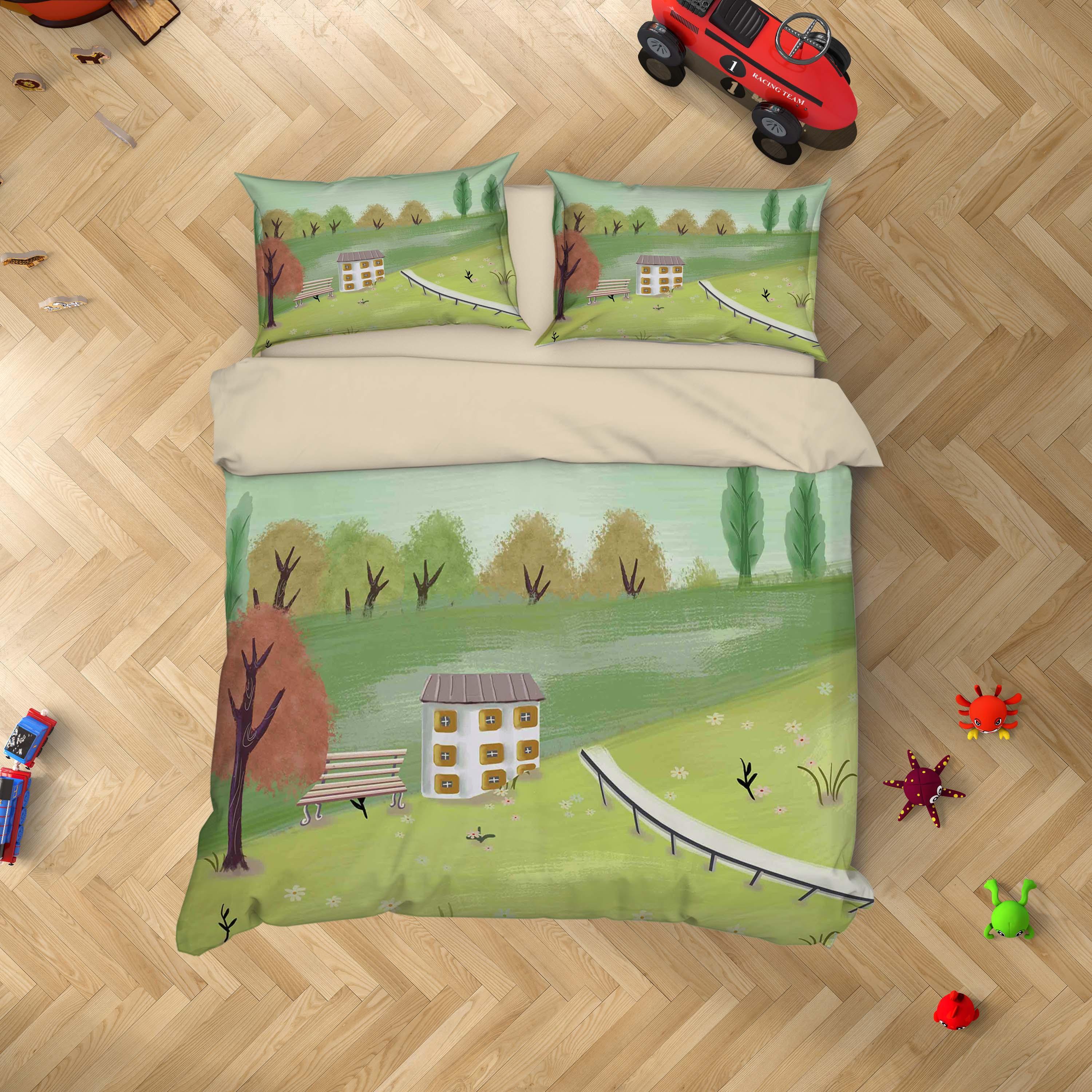 3D Tree House Grass Painting Quilt Cover Set Bedding Set Duvet Cover Pillowcases A392 LQH- Jess Art Decoration