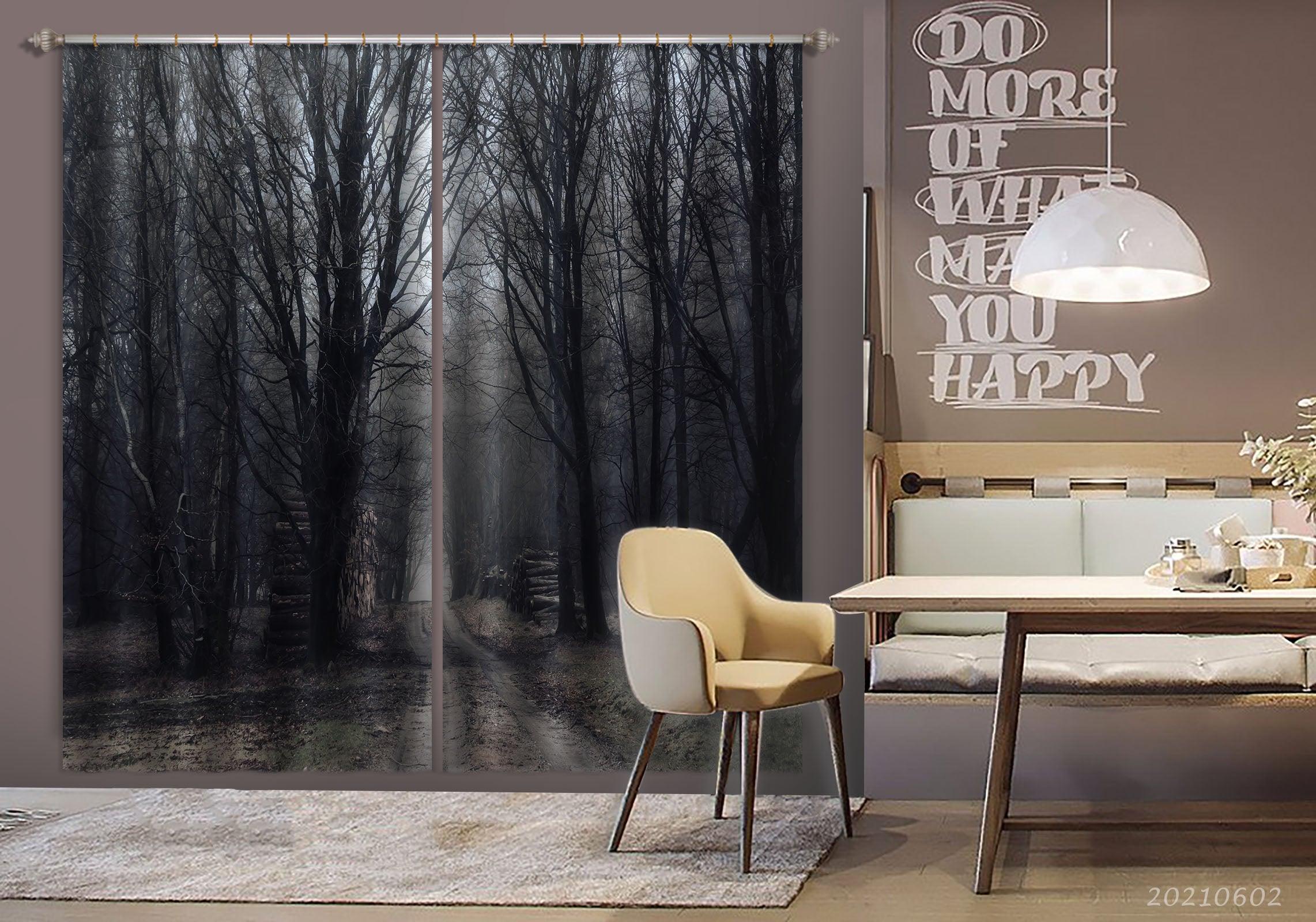 3D Winter Black Forest Rut Trail Curtains and Drapes GD 601- Jess Art Decoration