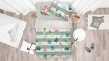 3D Green Stripes Flamingo Pineapple Leaves Quilt Cover Set Bedding Set Pillowcases 13- Jess Art Decoration
