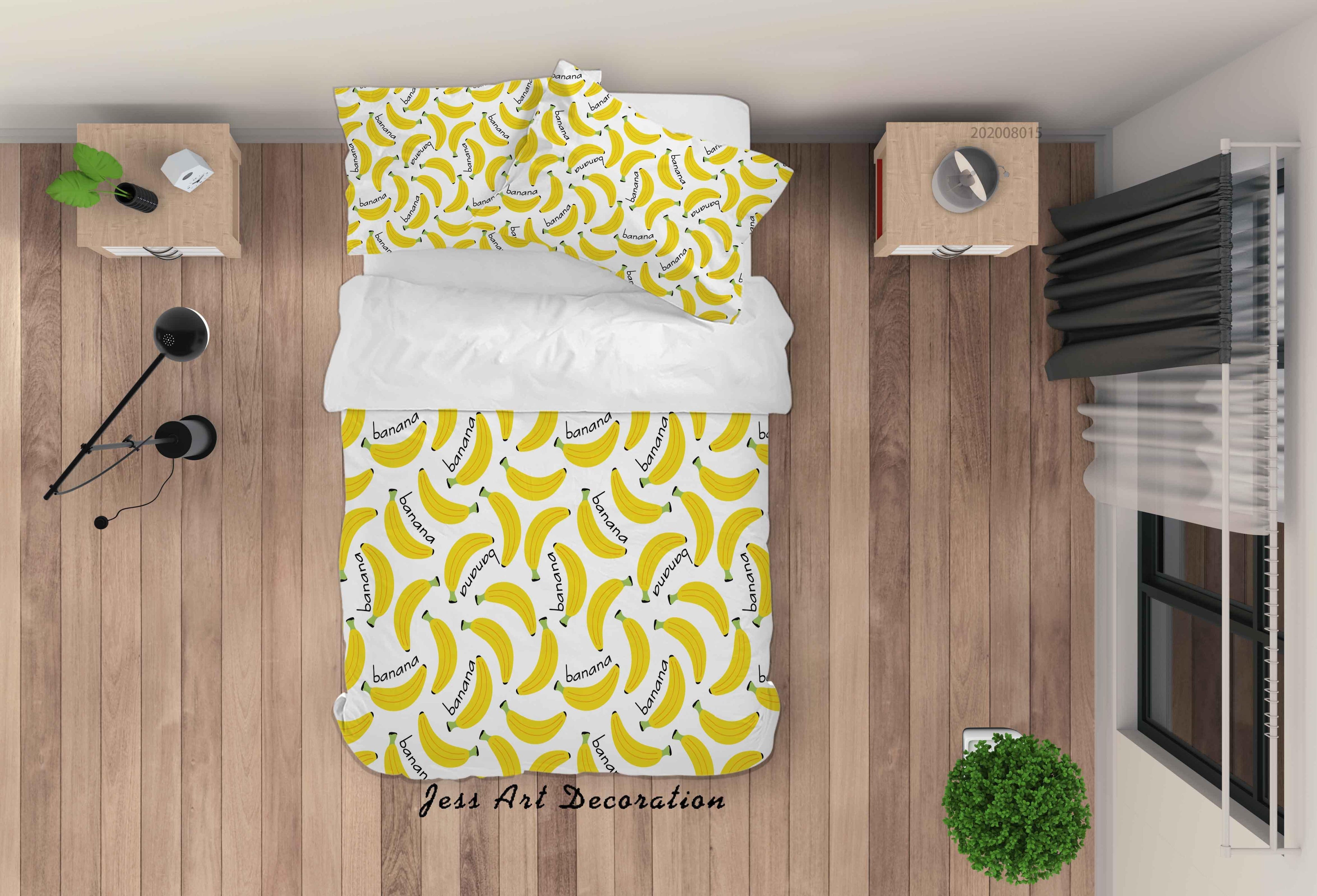 3D Hand Drawn Banana Fruity Quilt Cover Set Bedding Set Duvet Cover Pillowcases LXL- Jess Art Decoration