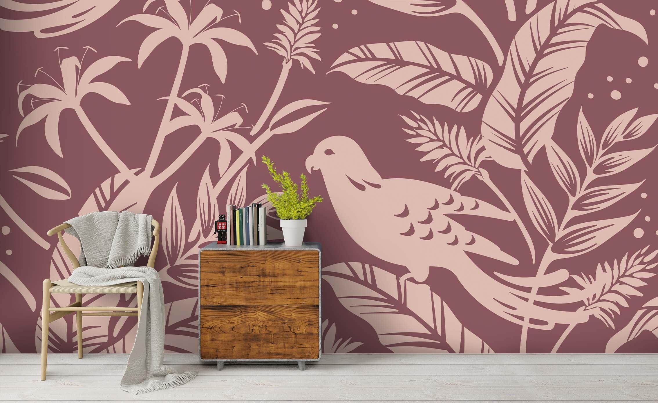 3D Brown White Freehand Sketching Bird Flower Wall Mural Wallpaper ZY D93- Jess Art Decoration