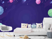 3D Cartoon Watercolor Universe Planet Wall Mural Wallpaper SWW763- Jess Art Decoration