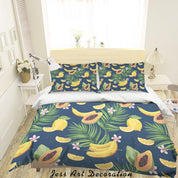 3D Banana Papaya Quilt Cover Set Bedding Set Pillowcases 14- Jess Art Decoration