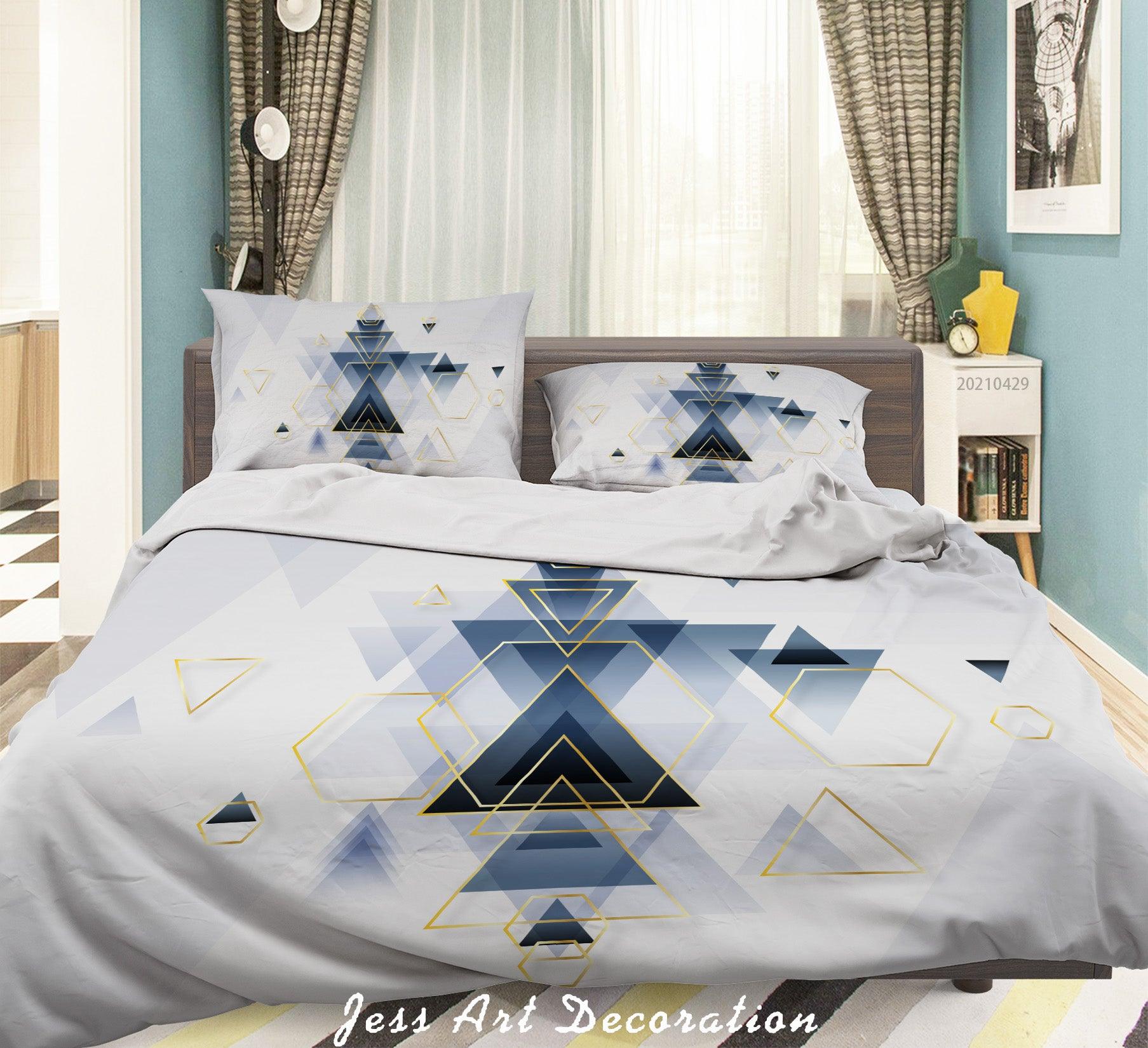 3D Abstract Geometry Triangle Quilt Cover Set Bedding Set Duvet Cover Pillowcases 198- Jess Art Decoration