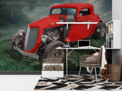 3D American Classic Chevrolet Red Car Auto Show Wall Mural Wallpaper GD 3225- Jess Art Decoration
