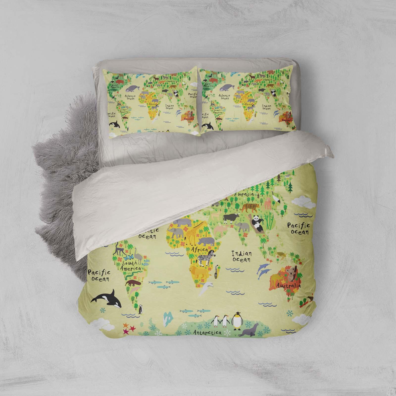 3D Yellow World Map Quilt Cover Set Bedding Set Pillowcases 13- Jess Art Decoration
